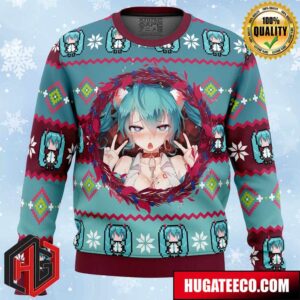 Ahegao Hatsune Miku Anime Ape Chirstmas Gifts 2024 Xmas For Family And Friends Ugly Sweater