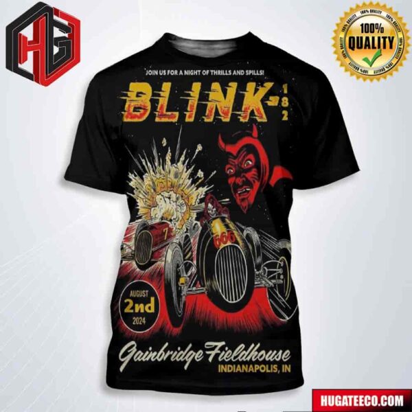 Blink-182 Join US For A Night Of Thrills And Spills Show In Indianapolis In Gainbridge Fieldhouse  On August 2nd 2024 All Over Print Shirt