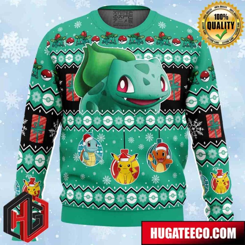 Bulbasaur I Choose You Pokemon Anime Ape Chirstmas Gifts 2024 Xmas For Family And Friends Ugly Sweater