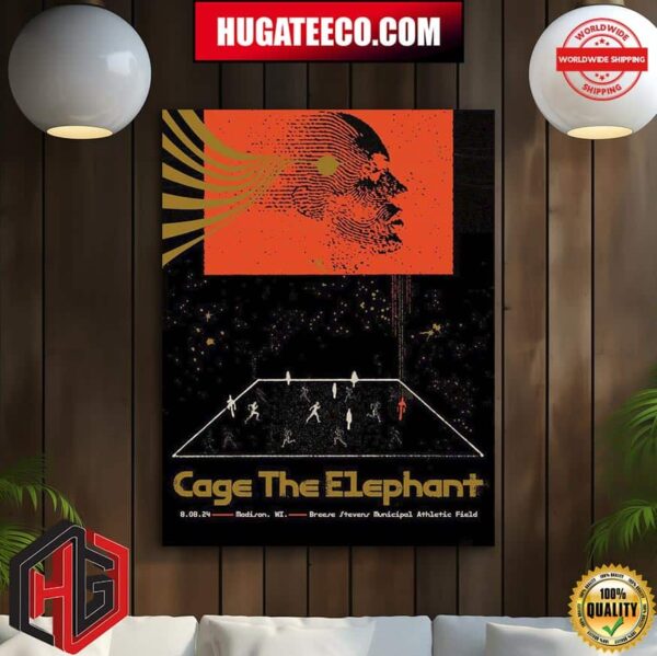 Cage The Elephant Limited Edition Concert Poster For Madison At Breese Stevens Athletic Field On 8 08 24 Poster Canvas