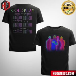 Coldplay Band Shadow Music Of The Spheres World Tour 2024 Two Sides T-Shirt