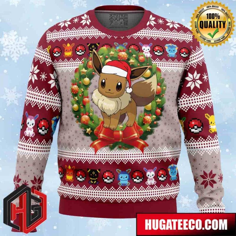 Eevee Christmas Pokemon Anime Ape Chirstmas Gifts 2024 Xmas For Family And Friends Ugly Sweater