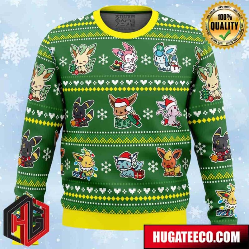 Eevee Merry Christmas Pokemon Anime Ape Chirstmas Gifts 2024 Xmas For Family And Friends Ugly Sweater