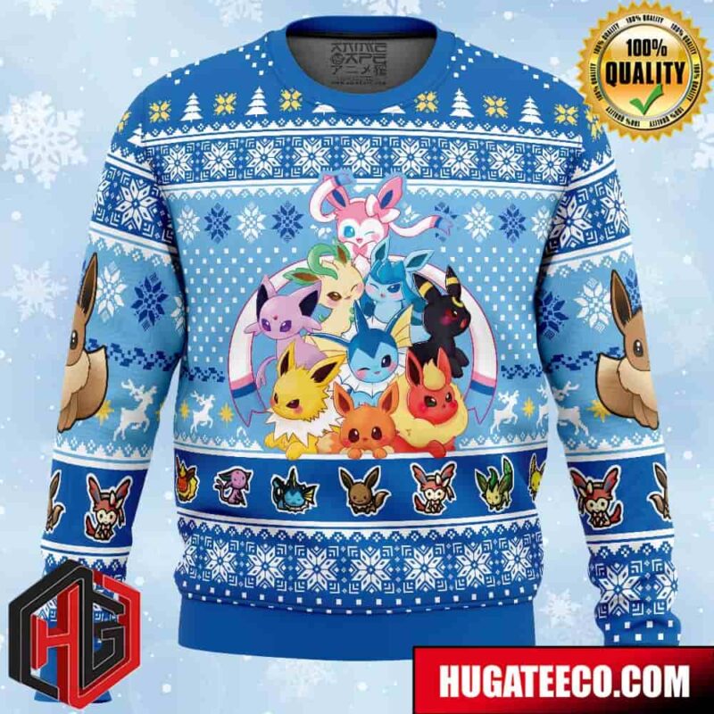 Eeveelution Pokemon Anime Ape Chirstmas Gifts 2024 Xmas For Family And Friends Ugly Sweater
