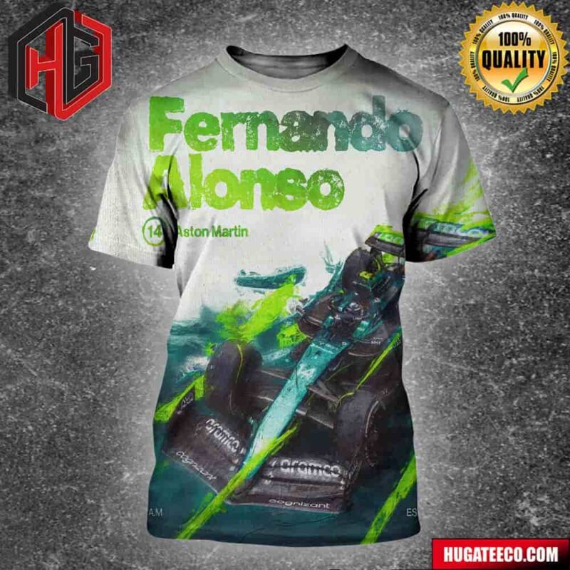 Fernando Alonso ESP 14 Aston Martin F1 All Over Print Shirt Fernando Alonso ESP 14 Aston Martin F1 All Over Print Shirt