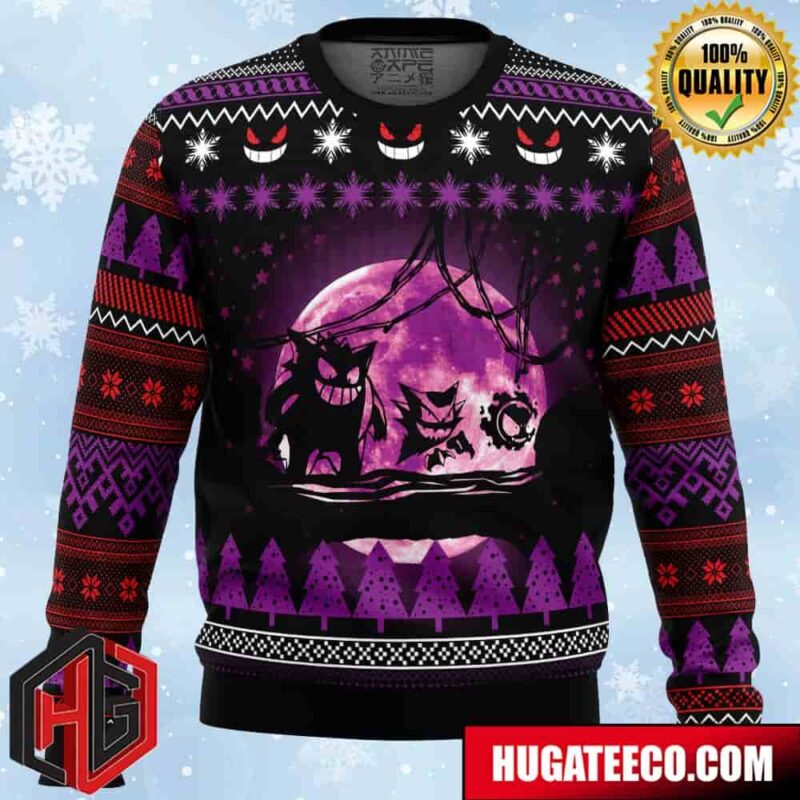 Ghost Trio Pokemon Anime Ape Chirstmas Gifts 2024 Xmas For Family And Friends Ugly Sweater