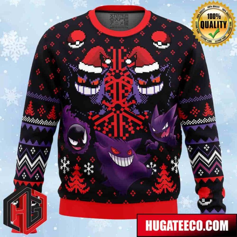 Ghosts Gengar Ghastly Pokemon Anime Ape Chirstmas Gifts 2024 Xmas For Family And Friends Ugly Sweater