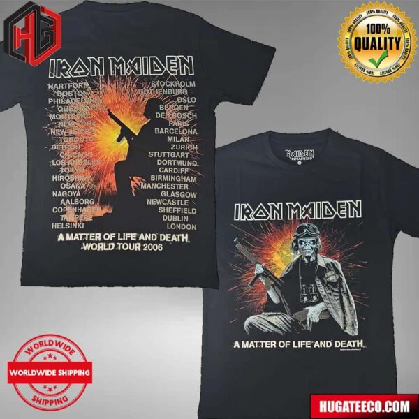 Iron Maiden Remastered A Matter Of Life And Death World Tour Two Sides Merch T-Shirt