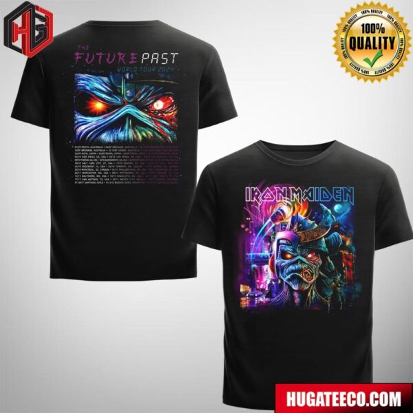 Iron Maiden The Future Past World Tour 2024 Tour The Cyborg Samurai Eddie Tour Dates Merch Two Sides T-Shirt