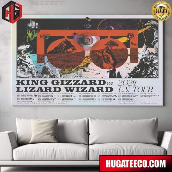 King Gizzard And The Lizard Wizard Bootle 2024 US Tour Schedule List Home Decor Poster Canvas