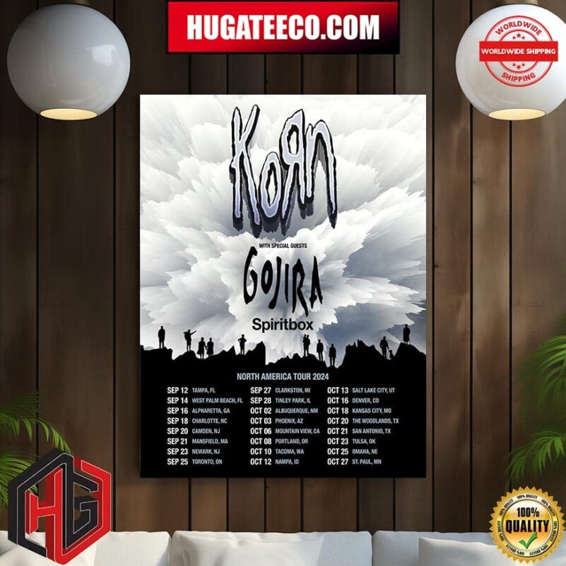 Korn With Special Guest Gojira And Spiritbox North America Tour 2024 Schedule List Merch Poster Canvas
