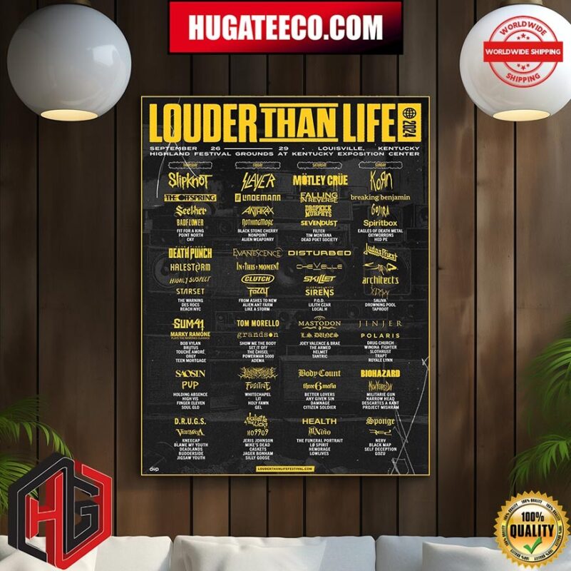 Louder Than Life 2024 On Sunday 26-29 In Louisville Kentucky Highland Festival Grounds At Kentucky Exposition Center Line Up And Schedule List Poster Canvas