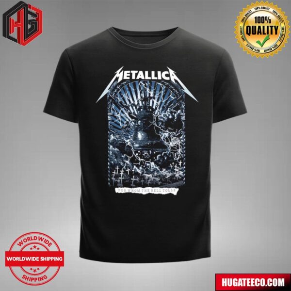 Metallica 40 Years Of Ride The Lightning For Whom The Bell Tolls Poster Art Merchandise T-Shirt