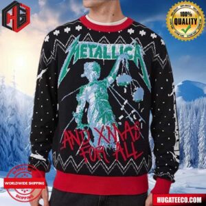 Metallica And Justice For All Album And Xmas For All Version Merch Ugly Christmas Sweater