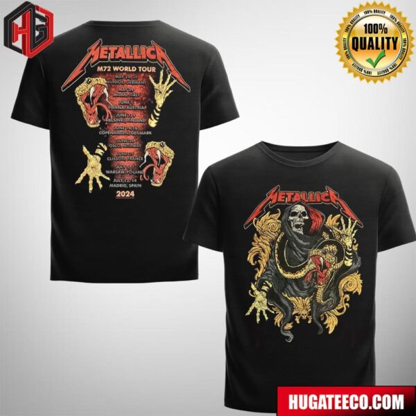 Metallica M72 2024 European World Tour Merchandise Two Sides T-Shirt