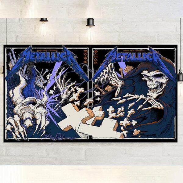 Metallica M72 Chicago M72 North American World Tour At Soldier Field In Chicago IL Night 1 And Night 2 On Aug 9-11 2024 Poster Canvas