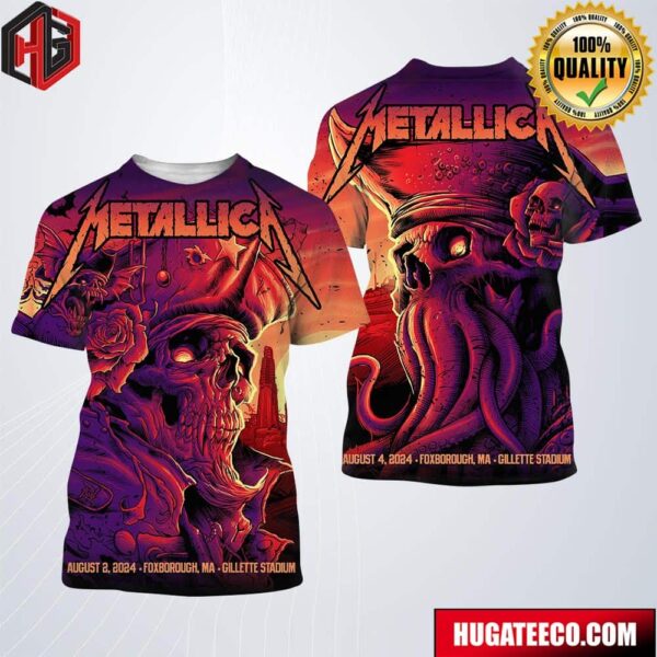 Metallica M72 North America World Tour 2024 Full Show In Foxborough MA At Gillette Stadium On August 2 And 4 All Over Print Shirt