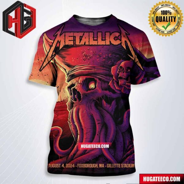 Metallica M72 North America World Tour 2024 Night 2 In Foxborough MA At Gillette Stadium On August 4 All Over Print Shirt