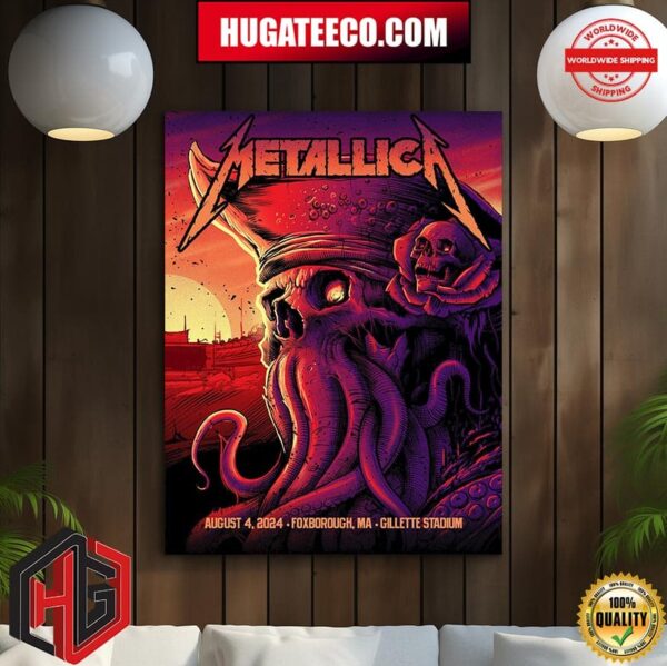 Metallica M72 North America World Tour 2024 Night 2 In Foxborough MA At Gillette Stadium On August 4 Home Decor Poster Canvas