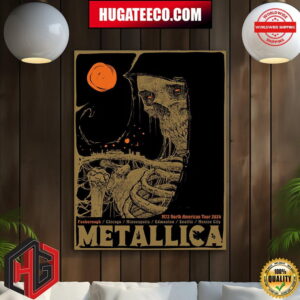 Metallica M72 North American Tour 2024 Merch Poster For Foxborough Chicago Minneapolis Edmonlon Seattle Mexico City Home Decor Poster Canvas