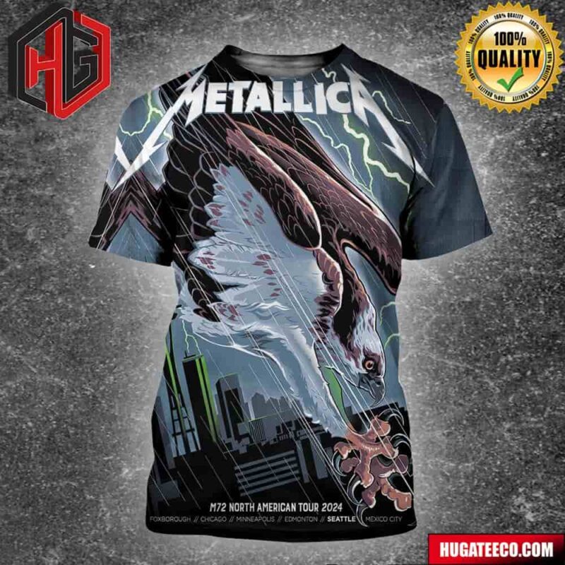 Metallica M72 Seattle Nate Dino’s Exclusive Pop-Up Shop Poster North America Tour On August 29 2024 Washington No Repeat Weekend At Lumen Field Stadium Merchandise 3D T-Shirt
