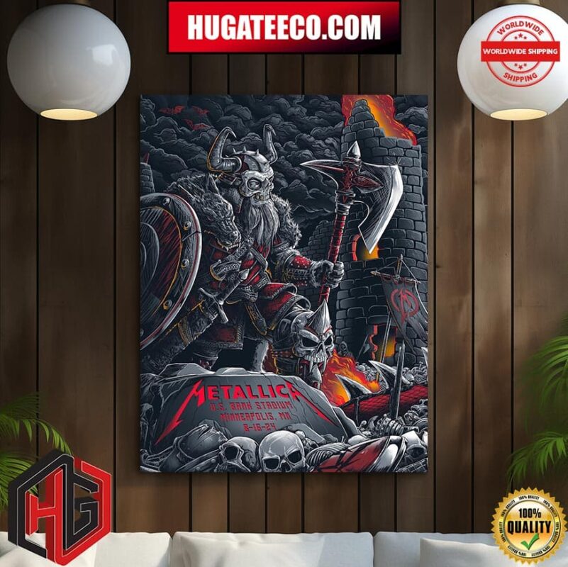 Metallica M72 World Tour Merch For Minneapolis MN At US Bank Stadium With Pantera And Mammowth WVH  M72 North American On 8 16 2024 Poster Canvas
