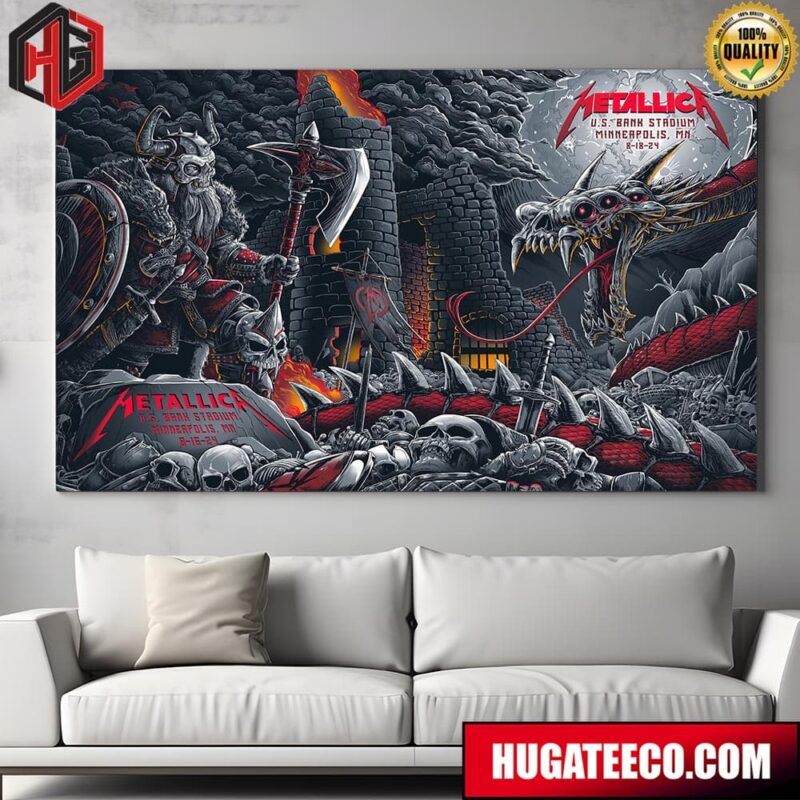 Metallica M72 World Tour Merch For Minneapolis MN No Repeat Weekend At US Bank Stadium M72 North American On 8 16 And 18 2024 Merch Poster Canvas