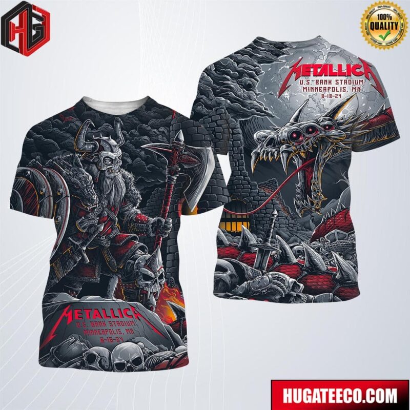 Metallica M72 World Tour Merch For Minneapolis MN No Repeat Weekend At US Bank Stadium M72 North American On 8 16 And 18 2024 Merch Two Sides T-Shirt