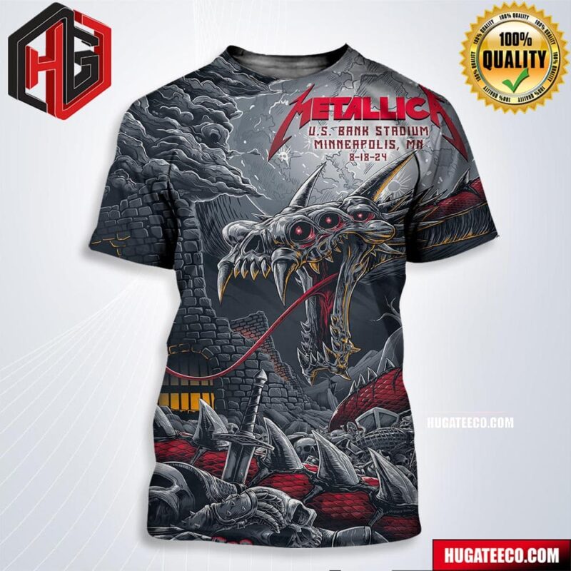 Metallica M72 World Tour Merch For Minneapolis MN No Repeat Weekend At US Bank Stadium With Five Finger Death Punch And Ice Nine Kills M72 North American On 8 18 2024 Merch 3D T-Shirt