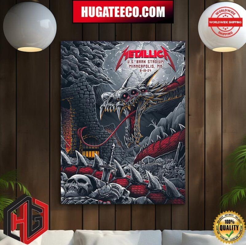 Metallica M72 World Tour Merch For Minneapolis MN No Repeat Weekend At US Bank Stadium With Five Finger Death Punch And Ice Nine Kills M72 North American On 8 18 2024 Merch Poster Canvas