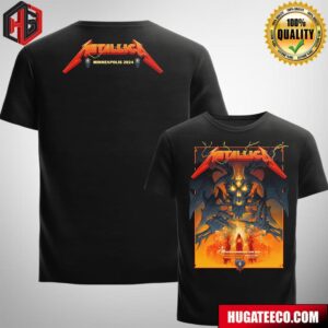 Metallica M72 World Tour Minneapolis Pop Up Shop Merch Poster For Minneapolis MN US On August 16 And 18 M72 North American Tour 2024 Skull Fire Dragon Merchandise Two Sides T-Shirt