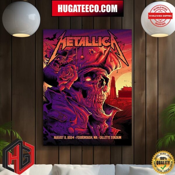 Metallica M72 World Tour North America In Foxborough MA At Gillette Stadium And The Guys From Pantera And Mammoth WVH On August 2 2024 Merch Home Decor Poster Canvas
