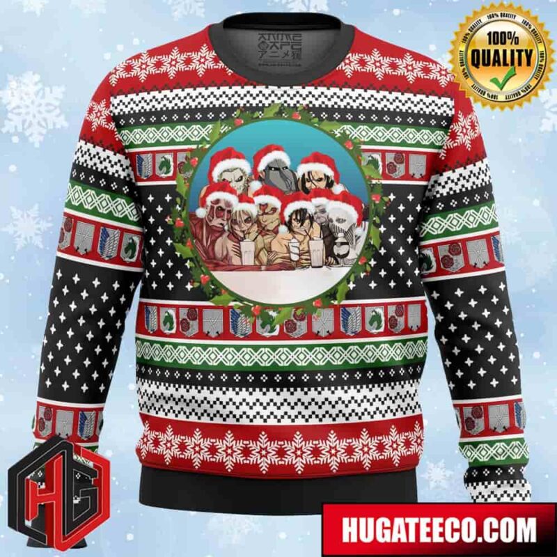 Nine Titans Attack on Titan Anime Ape Chirstmas Gifts 2024 Xmas For Family And Friends Ugly Sweater