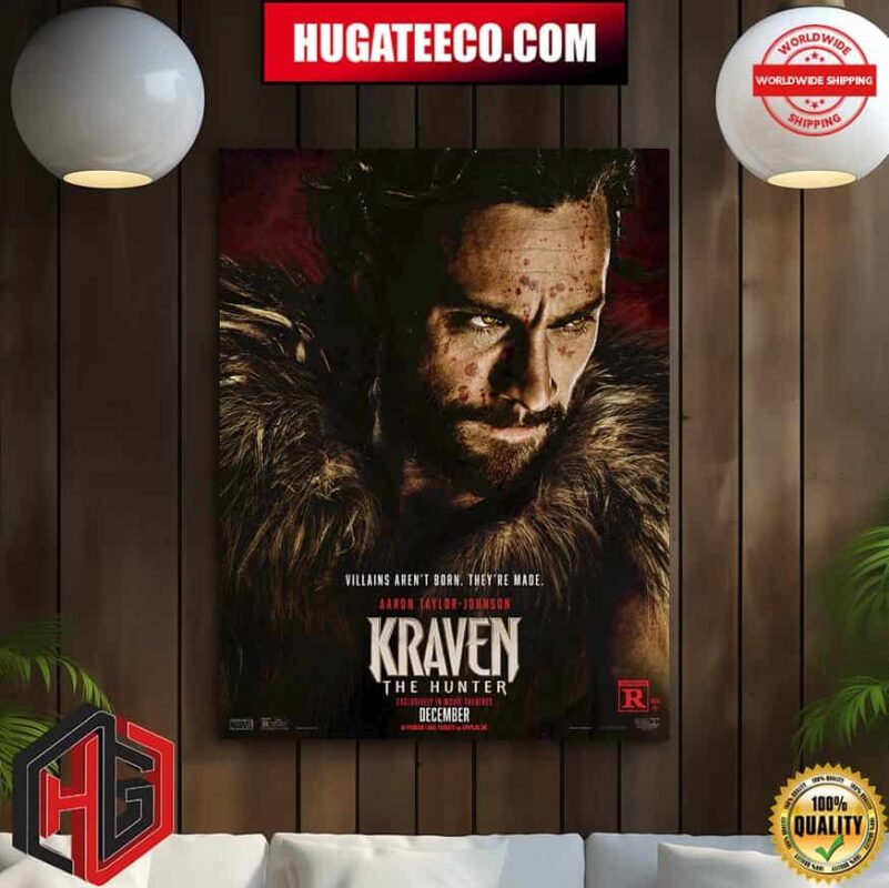 Official Poster For Kraven The Hunter Villains Aren’t Born They’re Made Poster Canvas