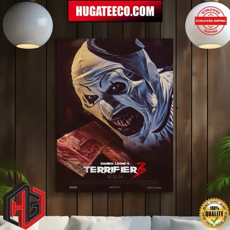 Official Poster For Terrifier 3 In Theaters On October 11 Home Decor Poster Canvas