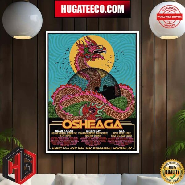 Osheaga Official Line Up Limited Edition August 2-3-4 Tour 2024 Parc Jean-Drapeau Montreal Qc Canada Poster Canvas