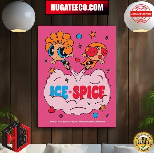 Ice Spice Perfect Concert Vip Poster For Show On August 9th 2024 At The Fillmore In Detroit Michigan Home Decor Poster Canvas