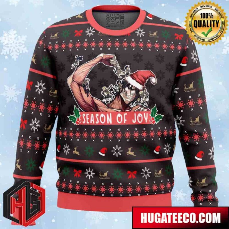 Season of Joy Attack on Titan Anime Ape Chirstmas Gifts 2024 Xmas For Family And Friends Ugly Sweater