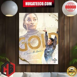 Simone Biles Wins Her Second All-Around Gold Paris Olympics Poster Canvas