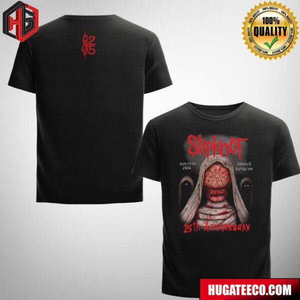 Slipknot 25th Anniversary Collection 2024 Tour In Noblesville IN At Rouff Music Center On August 6th 2024 Merchandise Two Sides T-Shirt