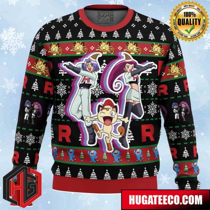 Team Rocket Pokemon Anime Ape Chirstmas Gifts 2024 Xmas For Family And Friends Ugly Sweater