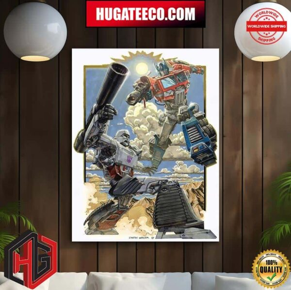 Transformers One Poster Optimus Prime Vs Megatron Art By Dustin Weaver Poster Canvas