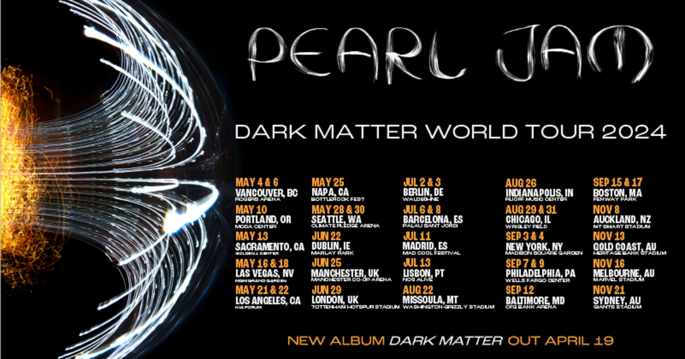 Pearl Jam Dark Matter Tour September 1517, 2024 Boston Fenway Park