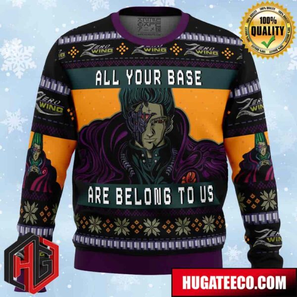 All Your Base Are Belong To Us Zero Wing Anime Ape Chirstmas Gifts 2024 Xmas For Family And Friends Ugly Sweater