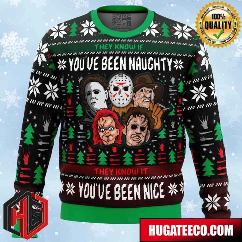 An Ugly Slasher Horror Movie Anime Ape Chirstmas Gifts 2024 Xmas For Family And Friends Ugly Sweater