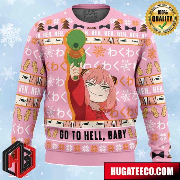 Anya Go To Hell Baby Spy X Family Anime Ape Chirstmas Gifts 2024 Xmas For Family And Friends Ugly Sweater