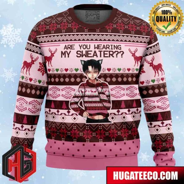 Are You Wearing My Sweater Attack on Titans Anime Ape Chirstmas Gifts 2024 Xmas For Family And Friends Ugly Sweater