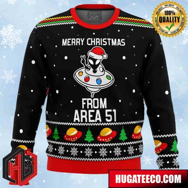 Area 51 Aliens Anime Ape Chirstmas Gifts 2024 Xmas For Family And Friends Ugly Sweater