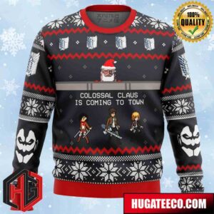 Attack on Titan Colossal Claus Anime Ape Chirstmas Gifts 2024 Xmas For Family And Friends Ugly Sweater