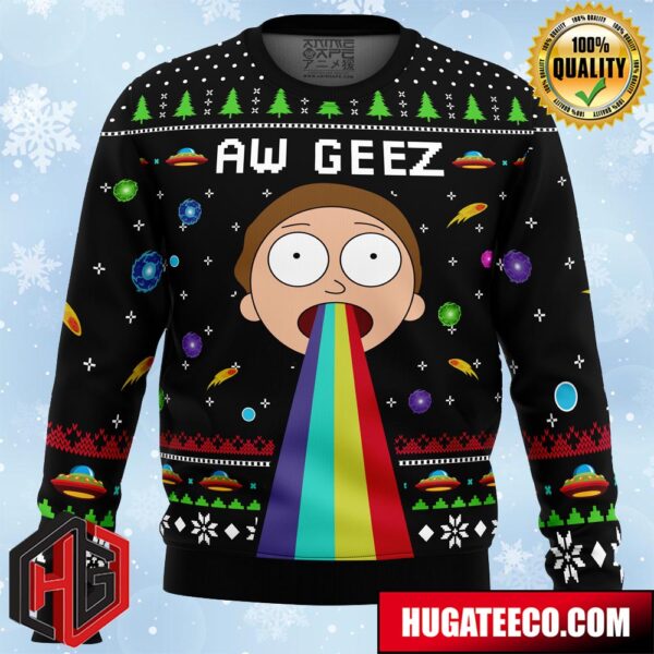 Aw Geez Rick And Morty Anime Ape Chirstmas Gifts 2024 Xmas For Family And Friends Ugly Sweater